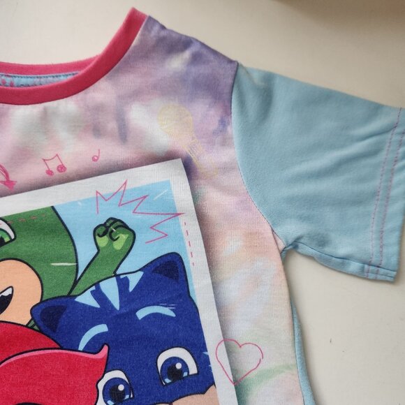 PJ Masks Hero Selfie Pajama Shirt Size 7, Owlette, Catboy, Gekko Short Sleeve - Picture 3 of 7